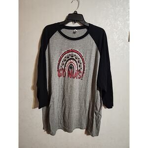 Jerzees 3/4 Sleeve T-Shirt Go Nuts! Ohio State Buckeyes Football Gray Black 3XL